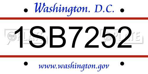 1SB7252 District Of Columbia License Plate