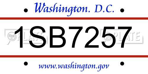 1SB7257 District Of Columbia License Plate