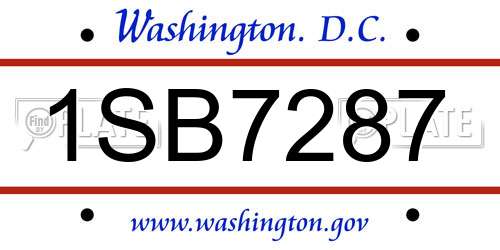 1SB7287 District Of Columbia License Plate