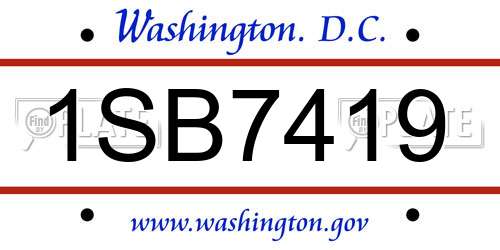 1SB7419 District Of Columbia License Plate