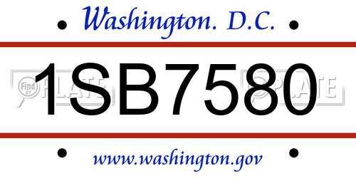 1SB7580 District Of Columbia License Plate