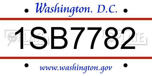1SB7782 District Of Columbia License Plate