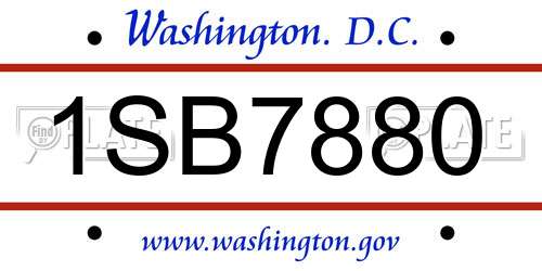 1SB7880 District Of Columbia License Plate