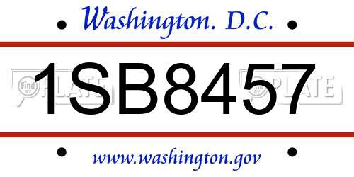 1SB8457 District Of Columbia License Plate