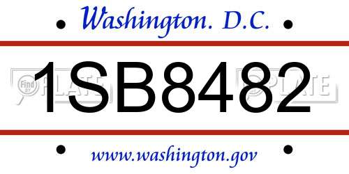 1SB8482 District Of Columbia License Plate