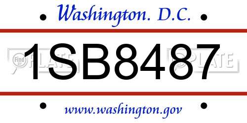 1SB8487 District Of Columbia License Plate