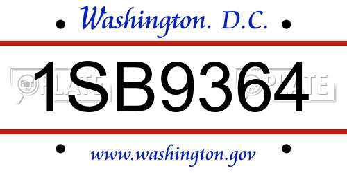 1SB9364 District Of Columbia License Plate