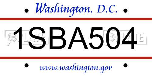 1SBA504 District Of Columbia License Plate