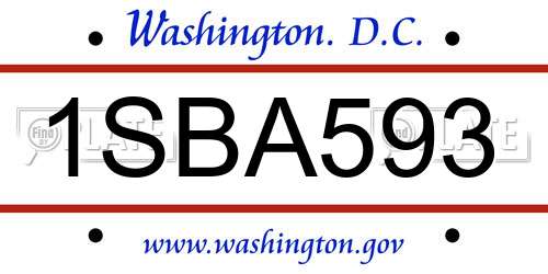 1SBA593 District Of Columbia License Plate