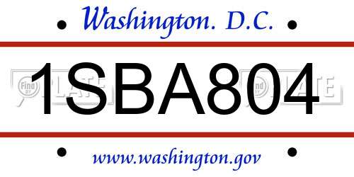 1SBA804 District Of Columbia License Plate