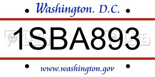1SBA893 District Of Columbia License Plate