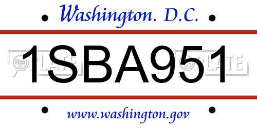 1SBA951 District Of Columbia License Plate