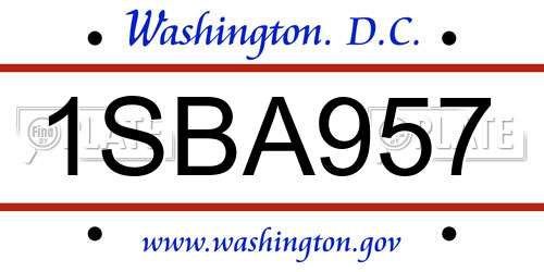 1SBA957 District Of Columbia License Plate