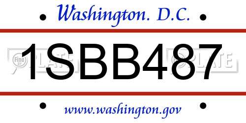 1SBB487 District Of Columbia License Plate