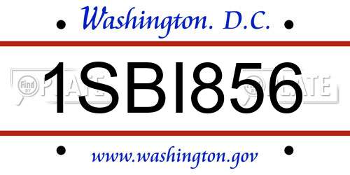 1SBI856 District Of Columbia License Plate