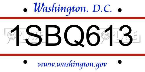 1SBQ613 District Of Columbia License Plate