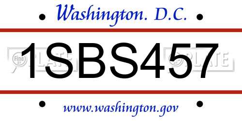 1SBS457 District Of Columbia License Plate