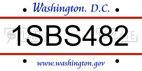 1SBS482 District Of Columbia License Plate