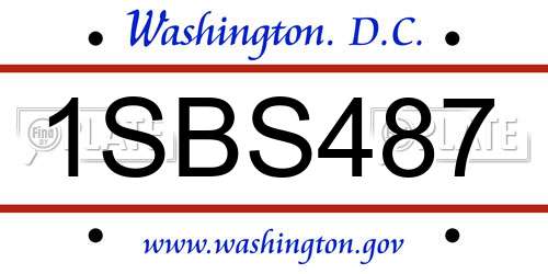 1SBS487 District Of Columbia License Plate