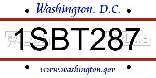 1SBT287 District Of Columbia License Plate