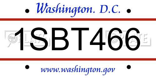 1SBT466 District Of Columbia License Plate