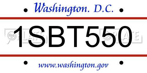 1SBT550 District Of Columbia License Plate