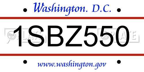 1SBZ550 District Of Columbia License Plate