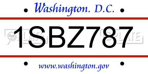 1SBZ787 District Of Columbia License Plate