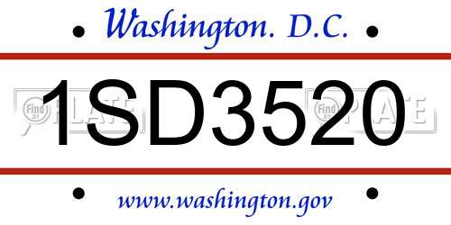 1SD3520 District Of Columbia License Plate