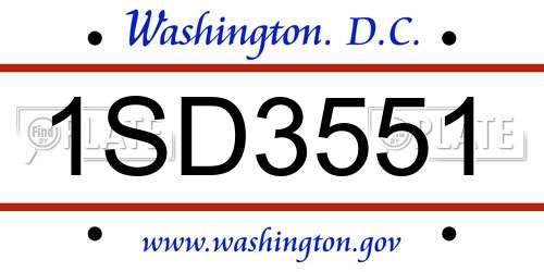 1SD3551 District Of Columbia License Plate
