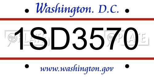 1SD3570 District Of Columbia License Plate