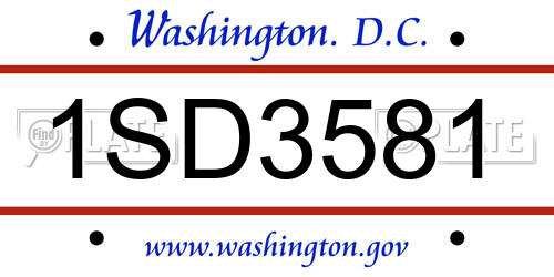 1SD3581 District Of Columbia License Plate