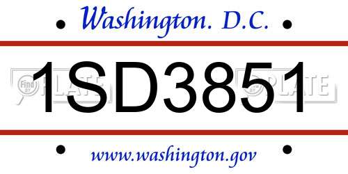 1SD3851 District Of Columbia License Plate