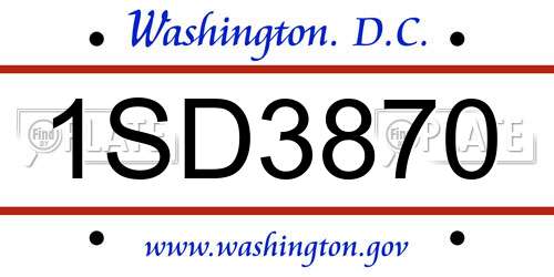 1SD3870 District Of Columbia License Plate
