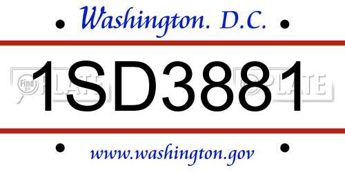 1SD3881 District Of Columbia License Plate