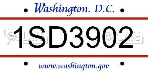1SD3902 District Of Columbia License Plate