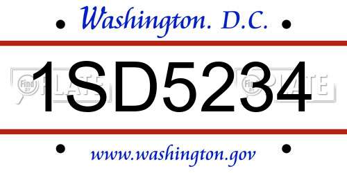 1SD5234 District Of Columbia License Plate