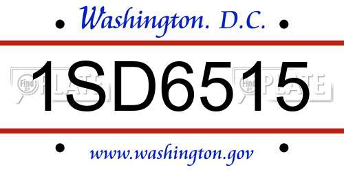1SD6515 District Of Columbia License Plate