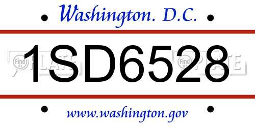 1SD6528 District Of Columbia License Plate
