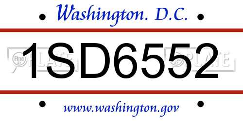 1SD6552 District Of Columbia License Plate