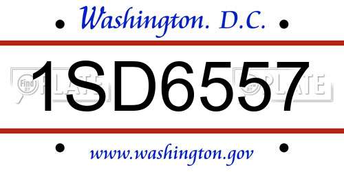 1SD6557 District Of Columbia License Plate