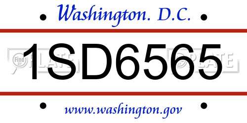 1SD6565 District Of Columbia License Plate
