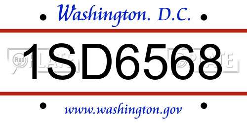 1SD6568 District Of Columbia License Plate