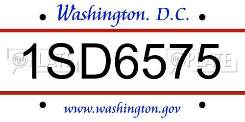 1SD6575 District Of Columbia License Plate