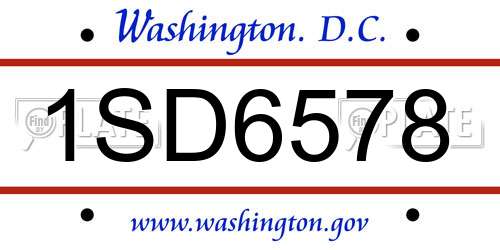 1SD6578 District Of Columbia License Plate