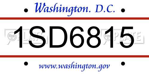 1SD6815 District Of Columbia License Plate
