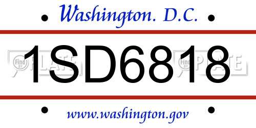 1SD6818 District Of Columbia License Plate