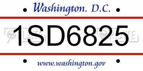 1SD6825 District Of Columbia License Plate
