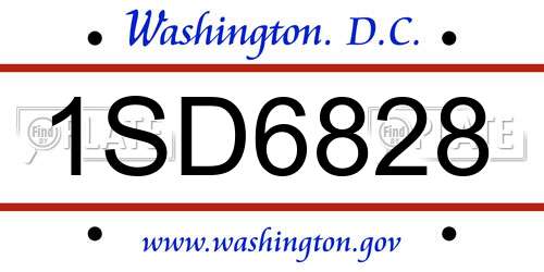 1SD6828 District Of Columbia License Plate