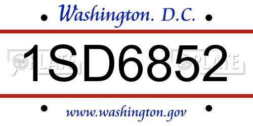 1SD6852 District Of Columbia License Plate